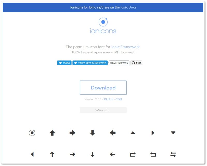 Ioniconsのトップ画像
